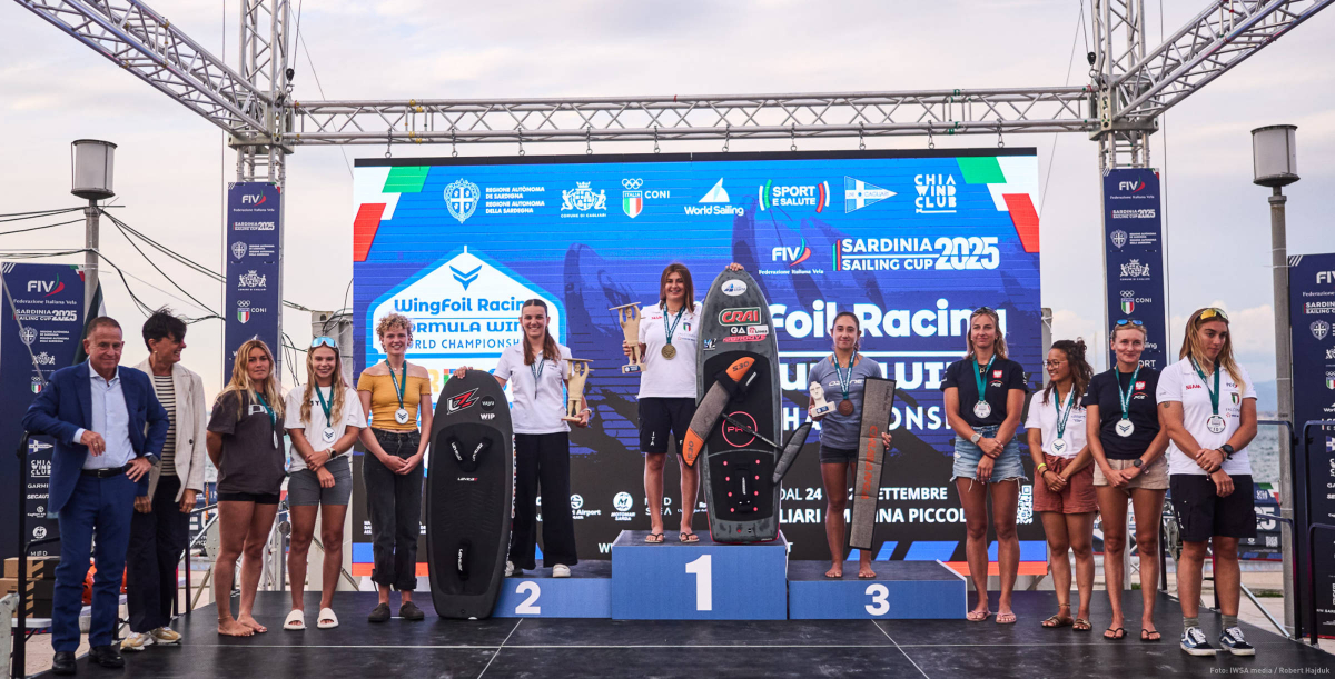Das Podium der Frauen bei den Formula Wing Worlds 2025