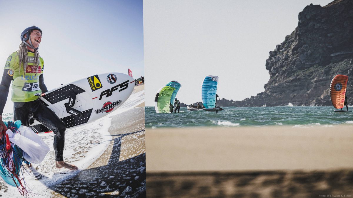 Parawinging, riding the waves, and sprinting to the finish line on the beach