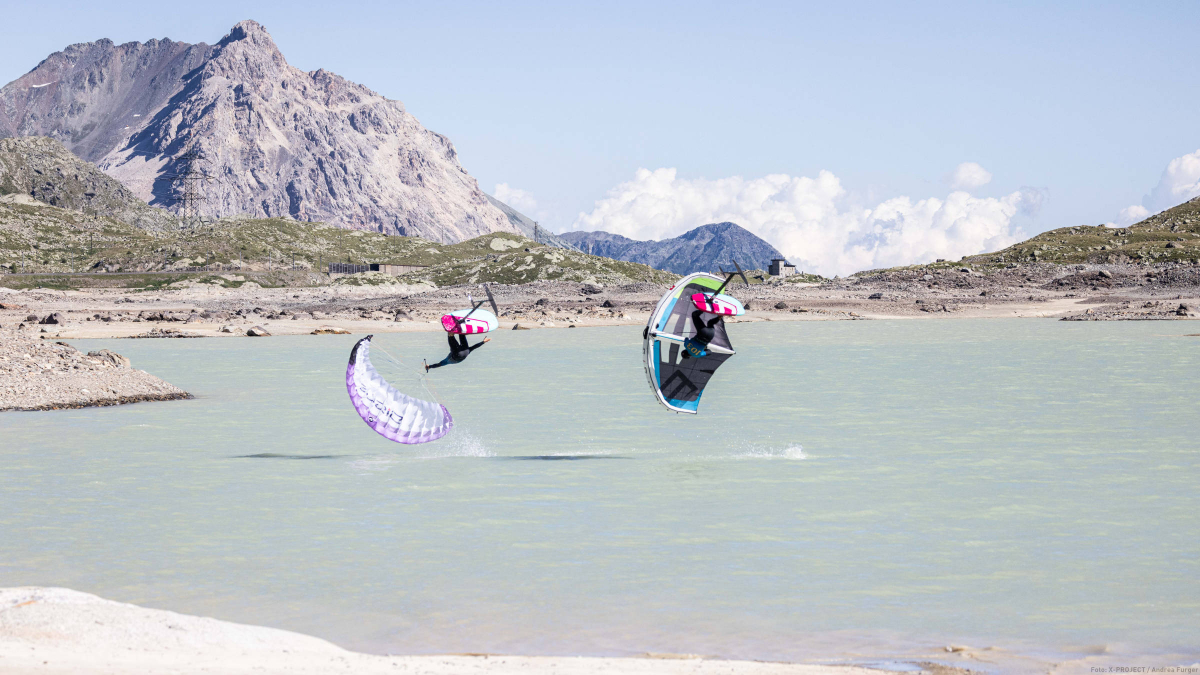 Action at the mountain lake