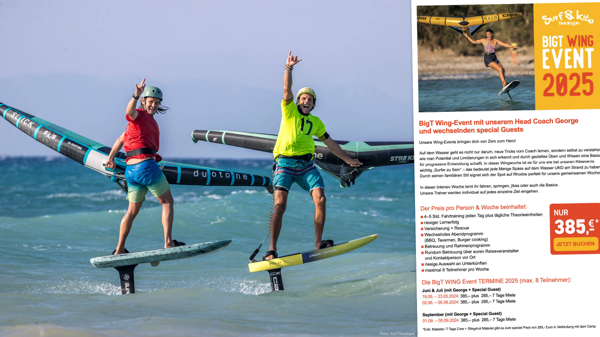 BigT Wing Event auf Rhodos - Kurse bei Surf & Kite Theologos