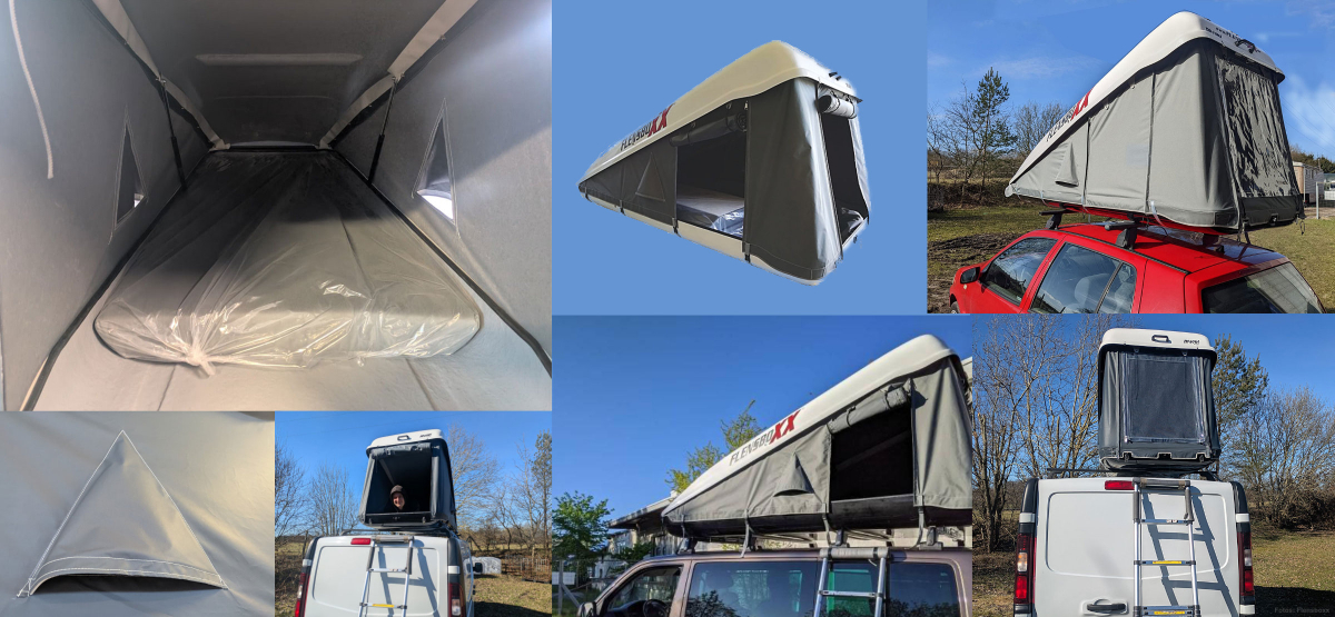 Kombinierte Dachbox mit Dachzelt für eine Person