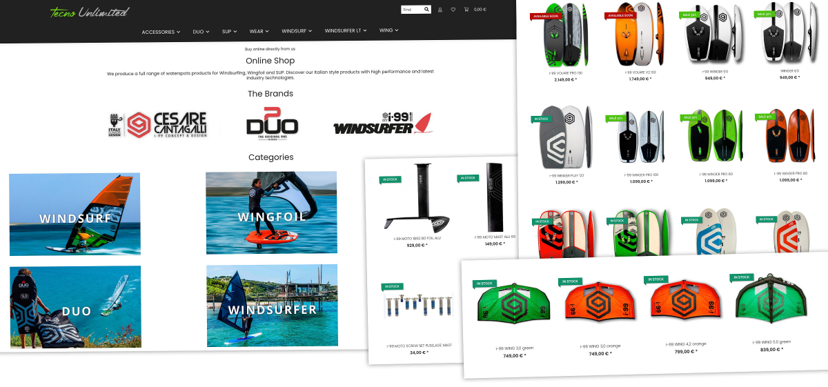 Tecno Unlimited Online-Shop mit i-99 und Duo Produkten