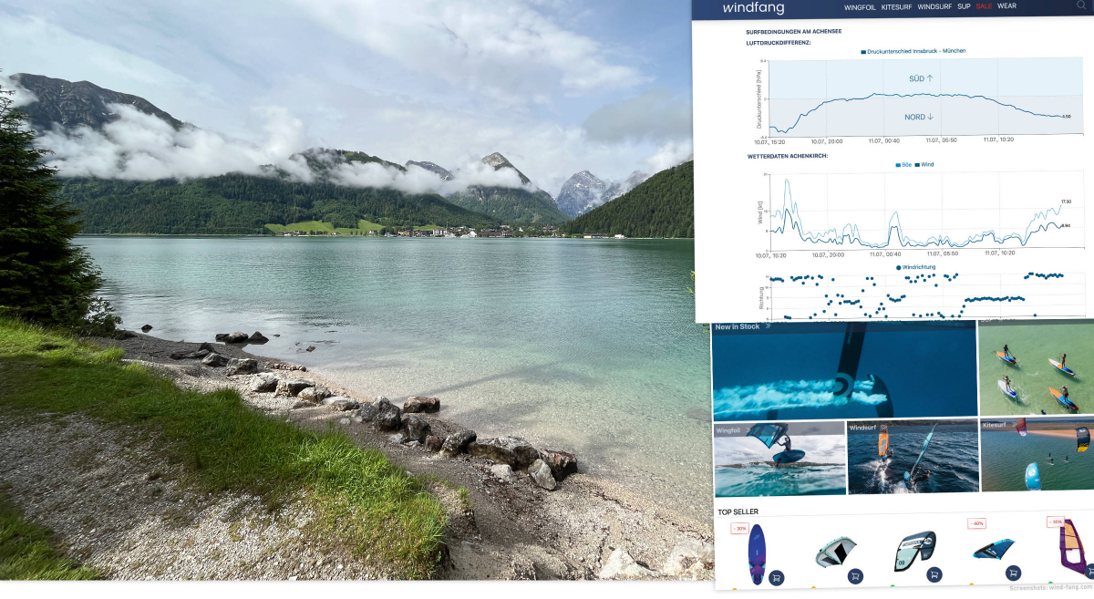 Windfang Surfshop mit Wetterstation für den Achensee