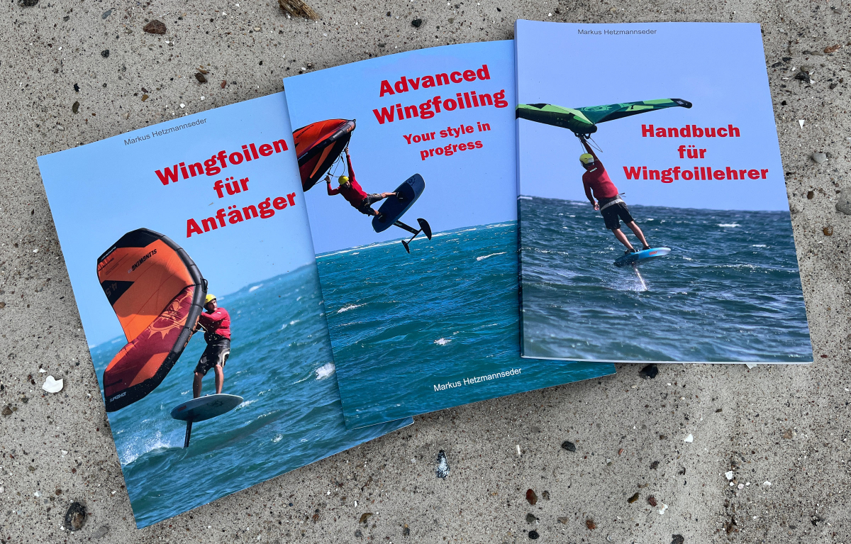 Drei Wingfoil-Handbücher vom WWS Chefinstruktor Markus Hetzmannseder