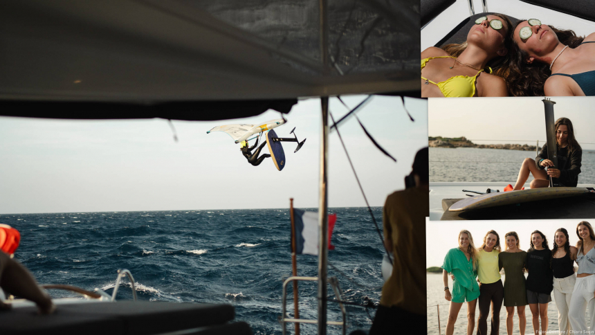 Duotone Girls Crew on Tour - sailing on a catamaran between Sardinia and Corsica