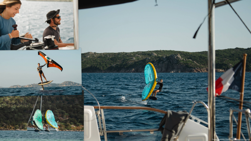 Wing foiling between Sardinia and Corsica