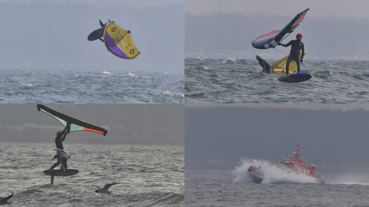 Wingfoiler zwischen Strande und Bülk