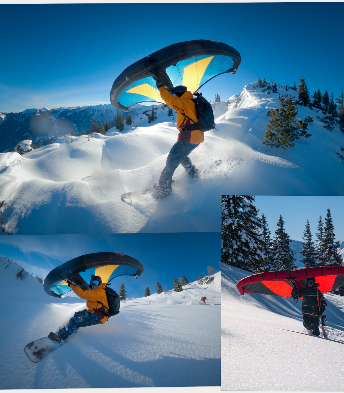 Backcountry Rides mit Wing und Snowboard