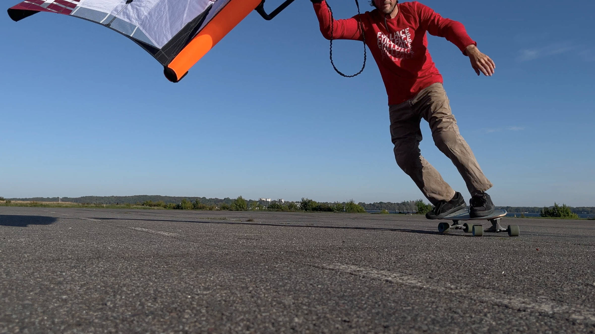 Wing foil experience on asphalt