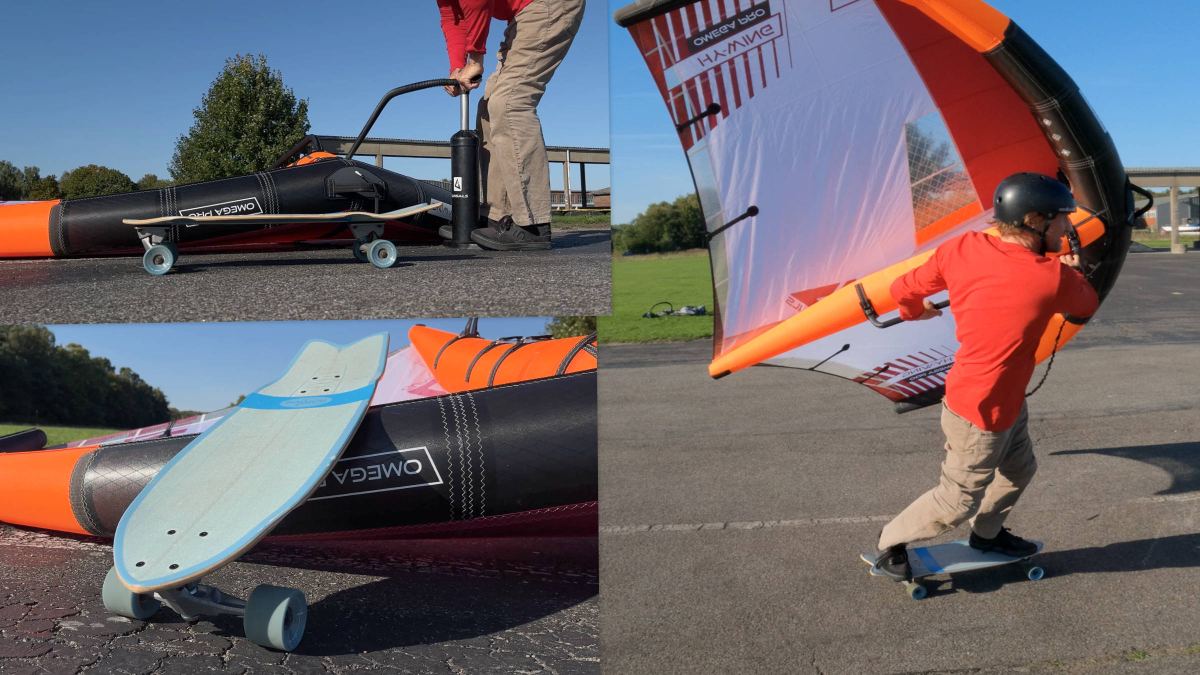 Wingskating with a surf skateboard