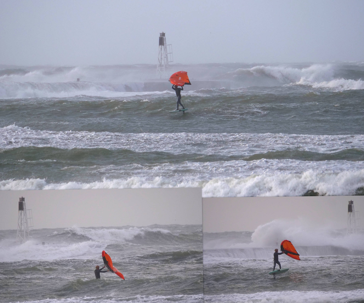 Wing foiling in a storm in Hanstholm