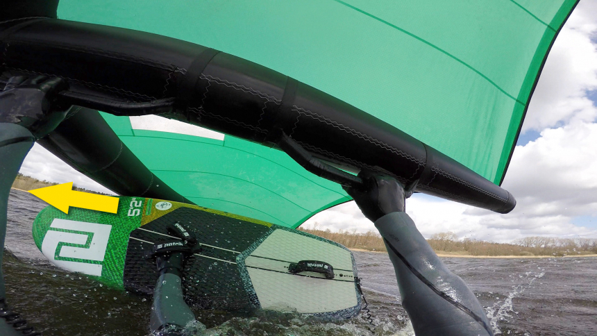 When water starting with the wing, the board can start to turn into the wind